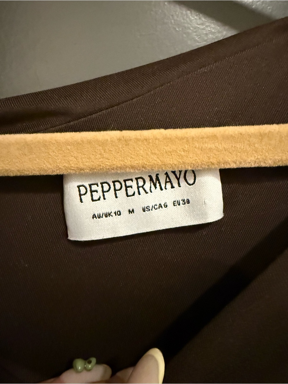 Peppermayo One-Shoulder Long Sleeve Maxi Dress in Chocolate Brown - Picture 4 of 4